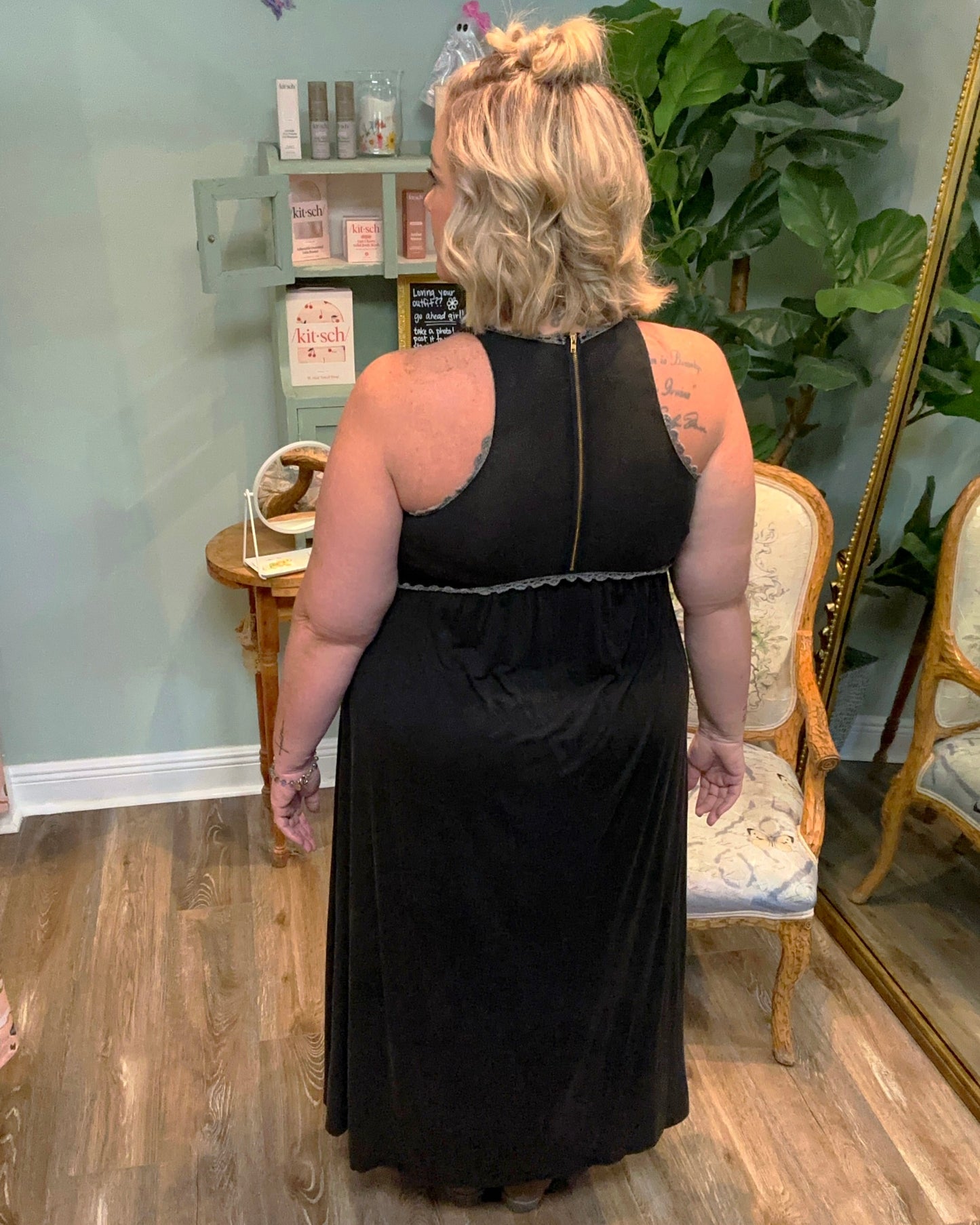 Stone Washed Side Slit Maxi Dress