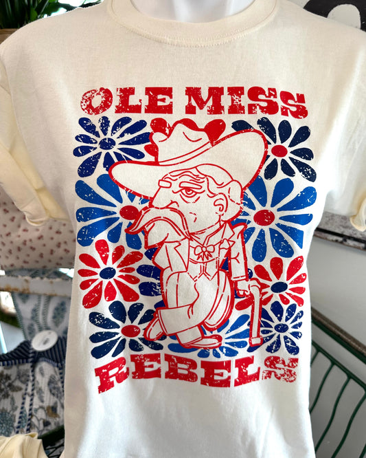 Ole Miss Rebels Groovy Floral Graphic T-shirt Game Day