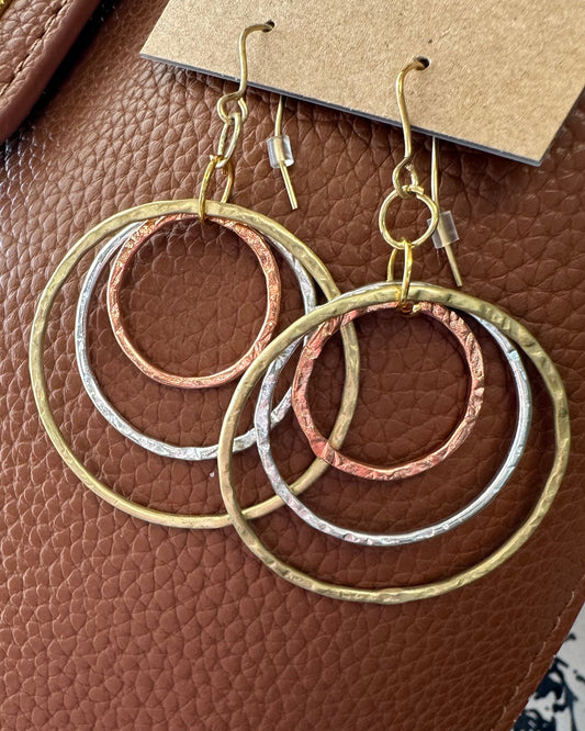 Circle Earrings Multi Metal