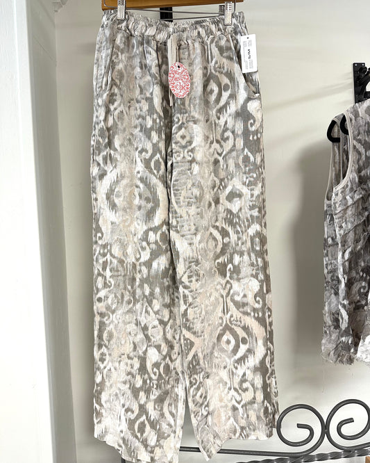 Ikat Print Linen Pant
