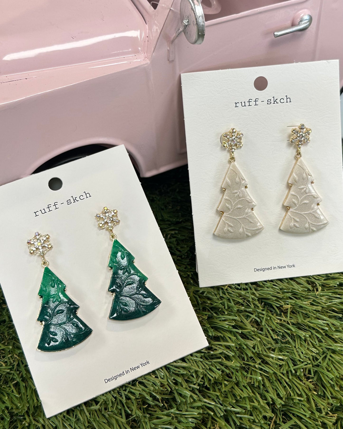 Sparkly Snowflake and Tree Earrings