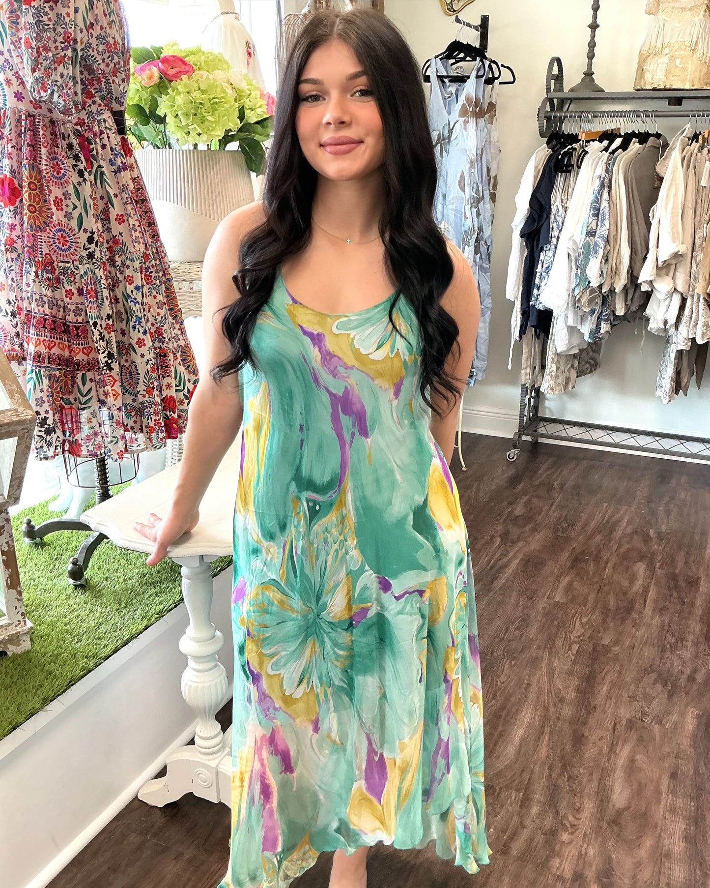 Green Floral Dress
