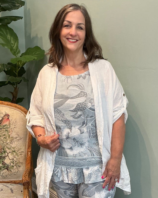 Floral Print Linen Tank