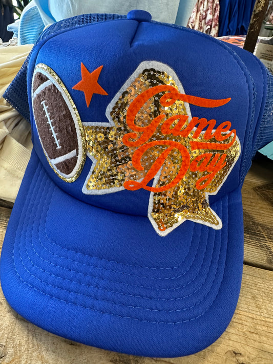 Royal Blue and Orange Game Day Trucker Hat