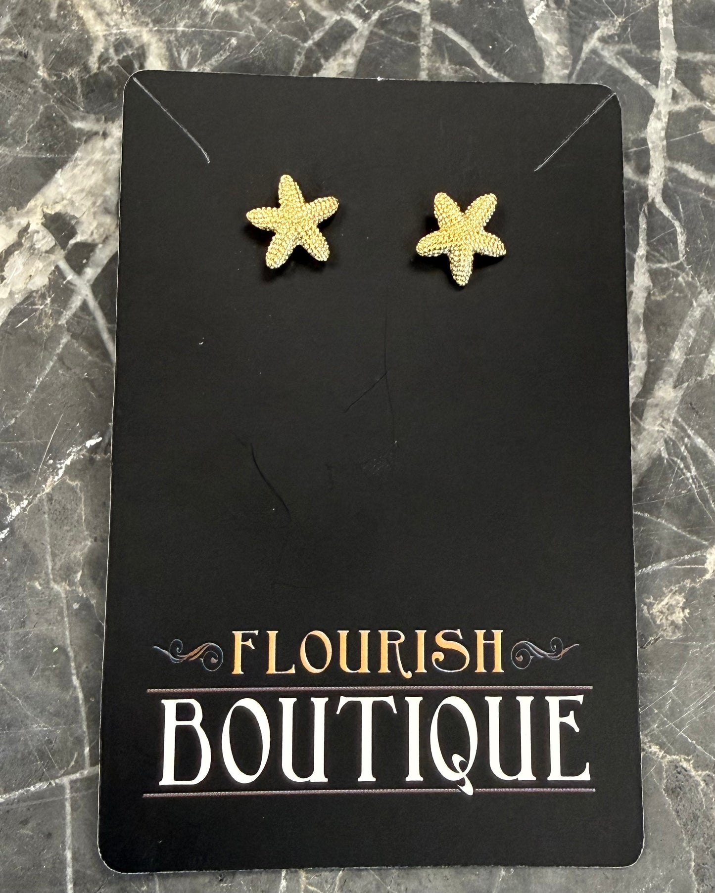 Small Gold Starfish Stud Earrings