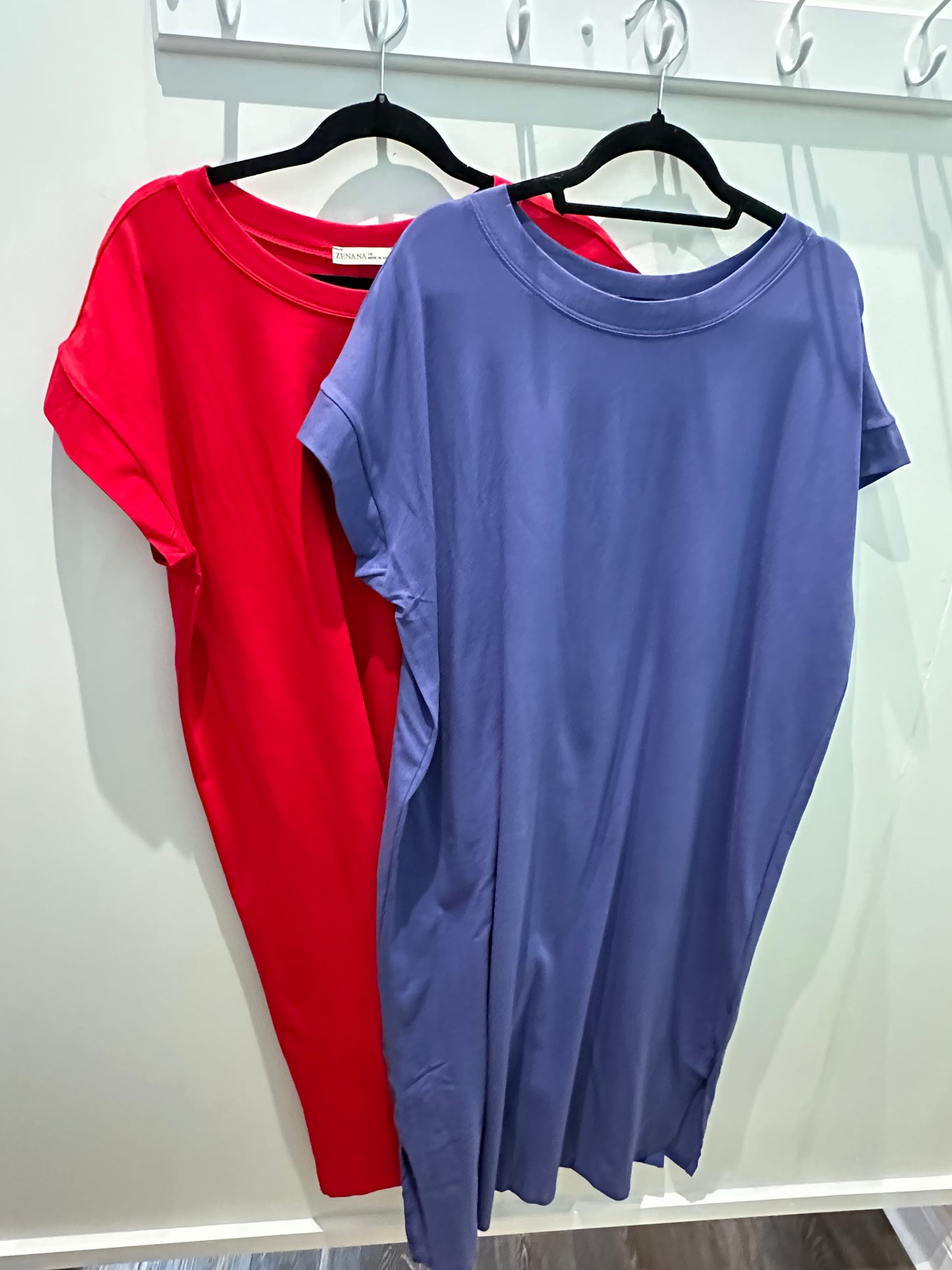 Scoop Neck T-shirt Dress with Side Slits