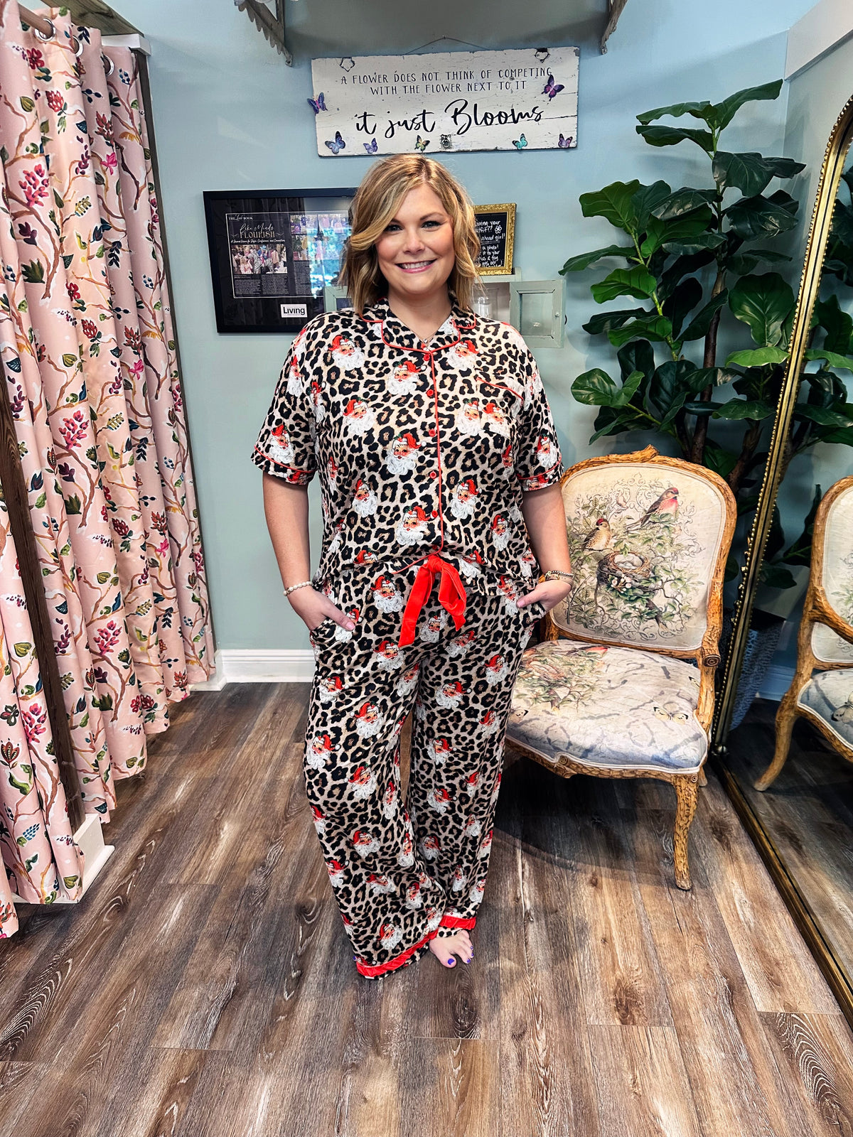 Leopard Vintage Santa PJ Set