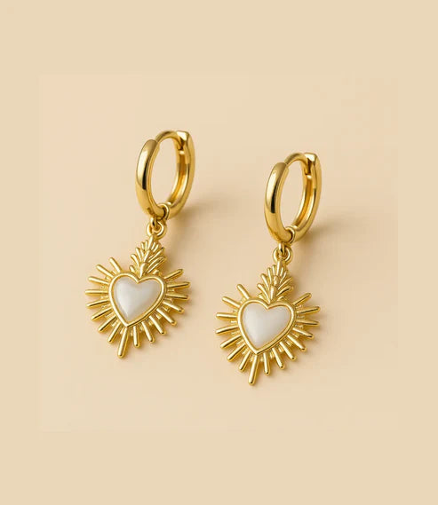 Sacred Heart Earrings with Mother-of-Pearl