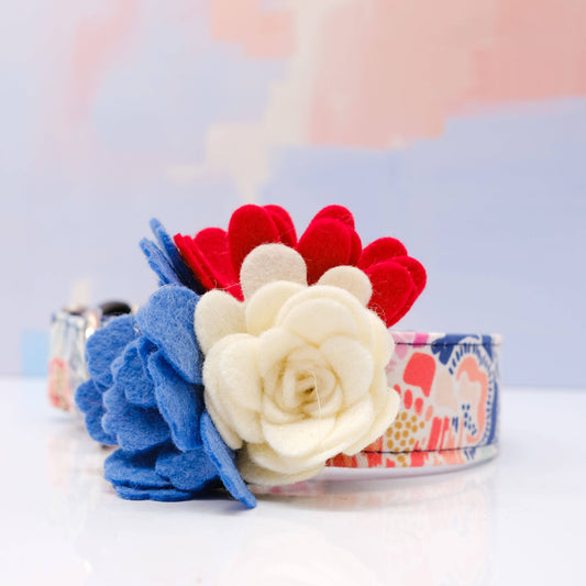 Lana Dog Collar Flower Accessory - RWB
