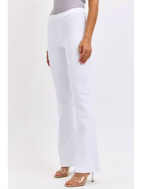 White Mid Rise Flare Pull On Pant