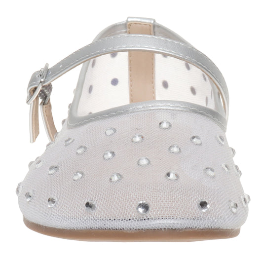 Silver Jeweled Faye Mary Janes