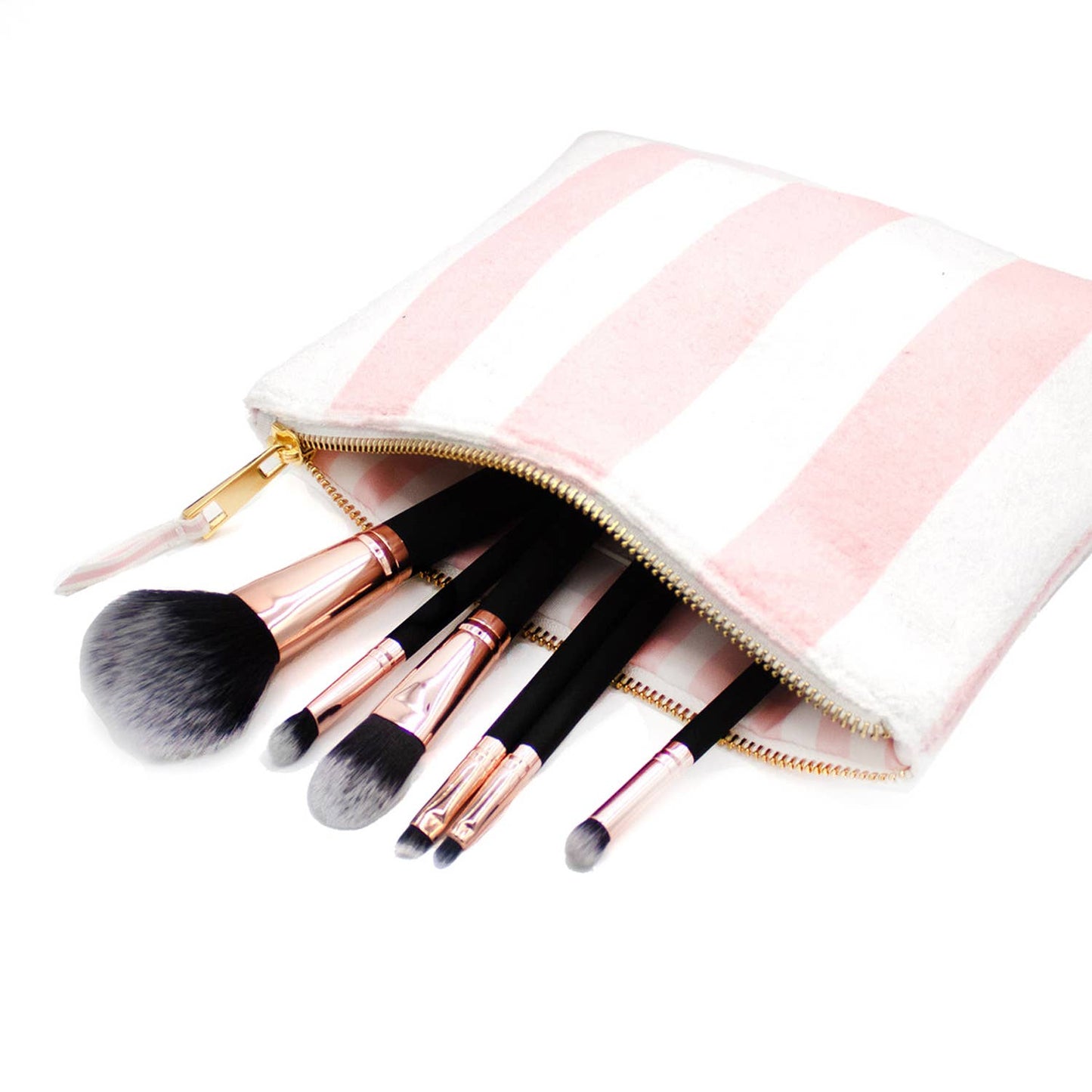 Pink Stripe Terry Flat Pouch - Small