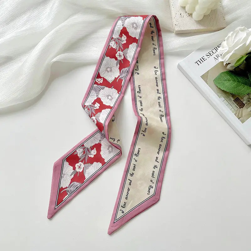 Floral Print Skinny Scarf