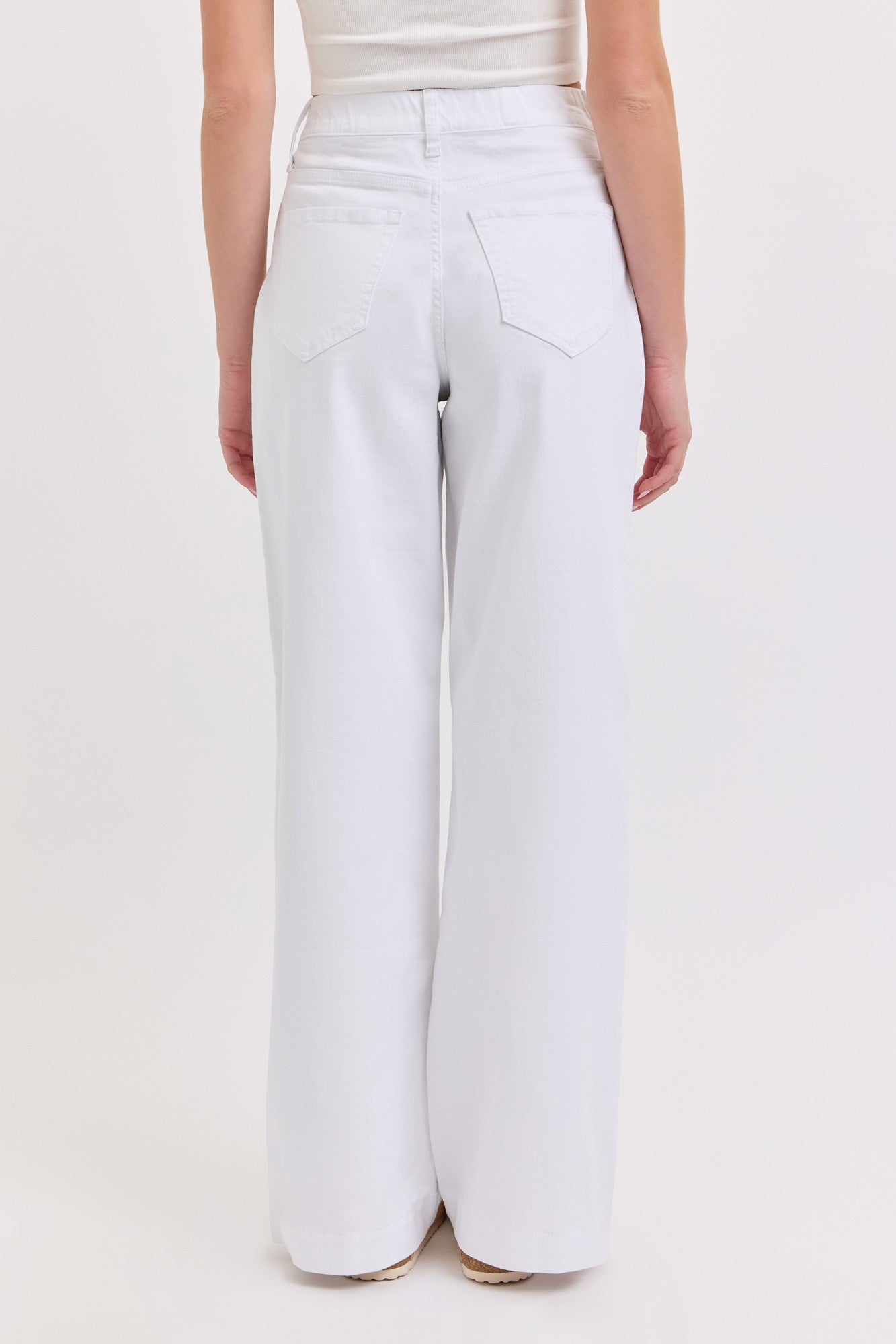 White High Rise Pull on Wide Leg