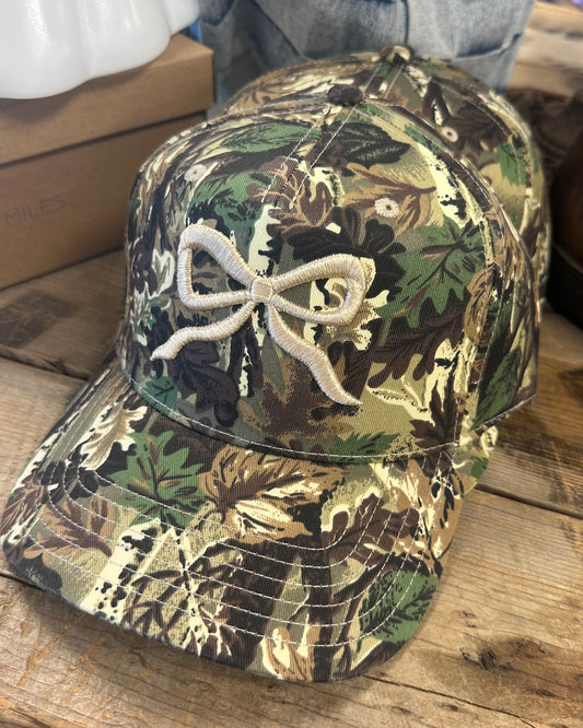 Camo and Embroidered Bow Trucker Hat