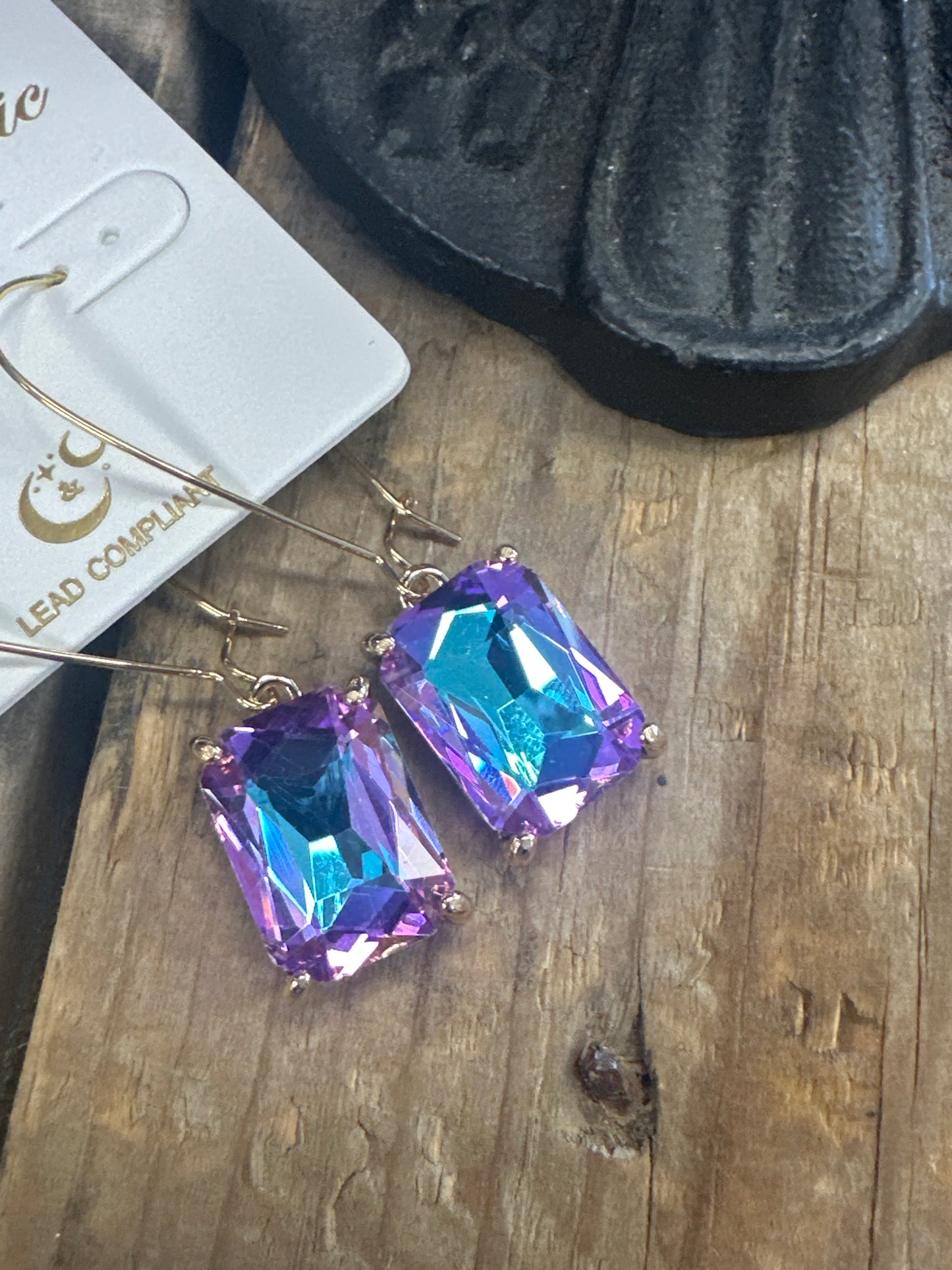 Emerald Cut Jeweled Drop Earrings