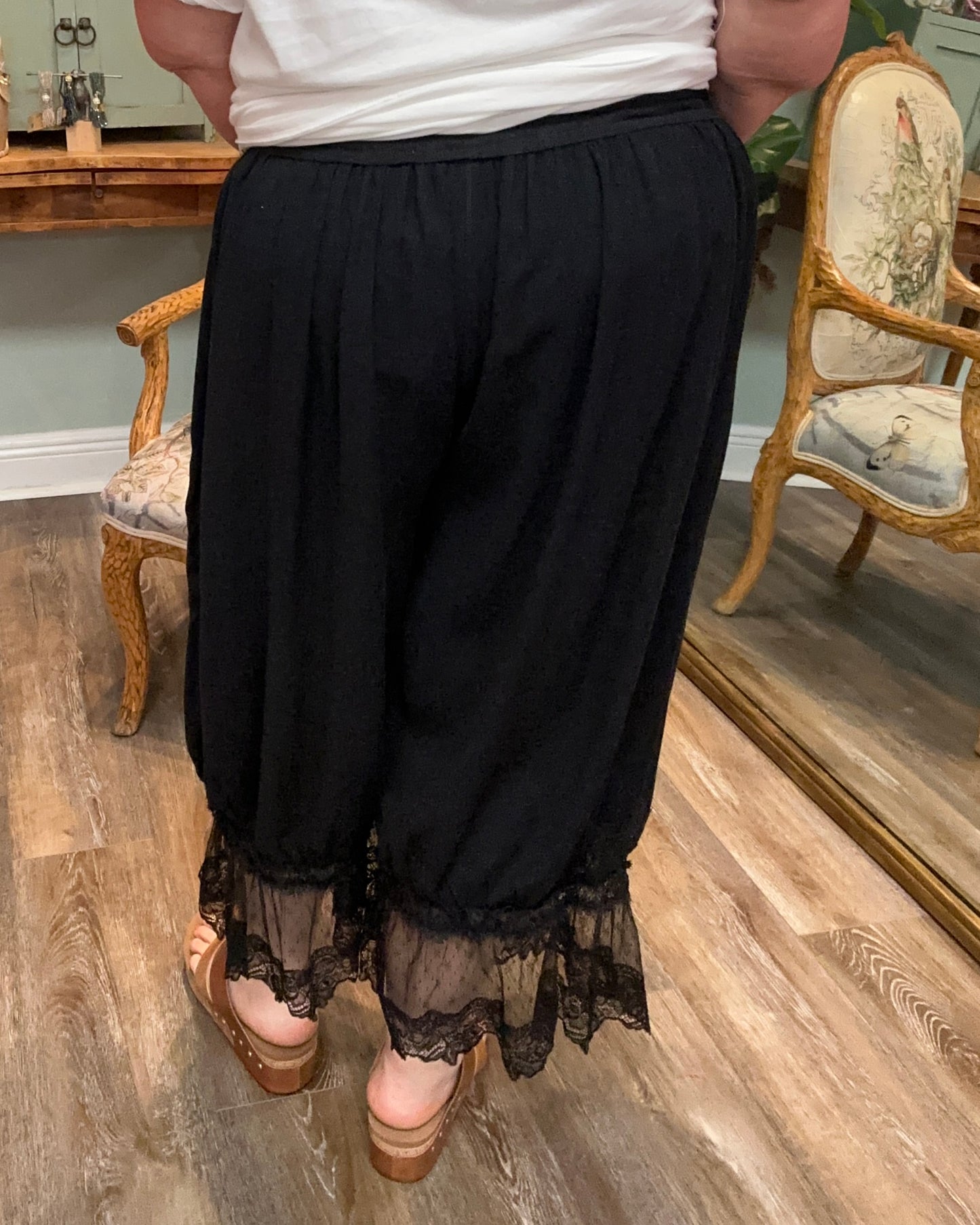 Black Lace Trim Pant