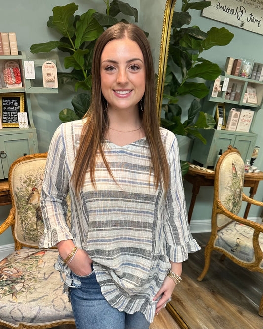 Blue Striped Cotton Top