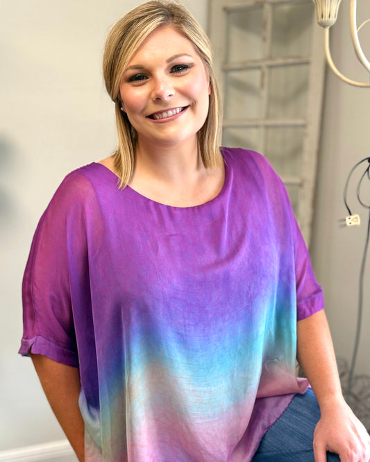 Purple Ombre Silk Blouse