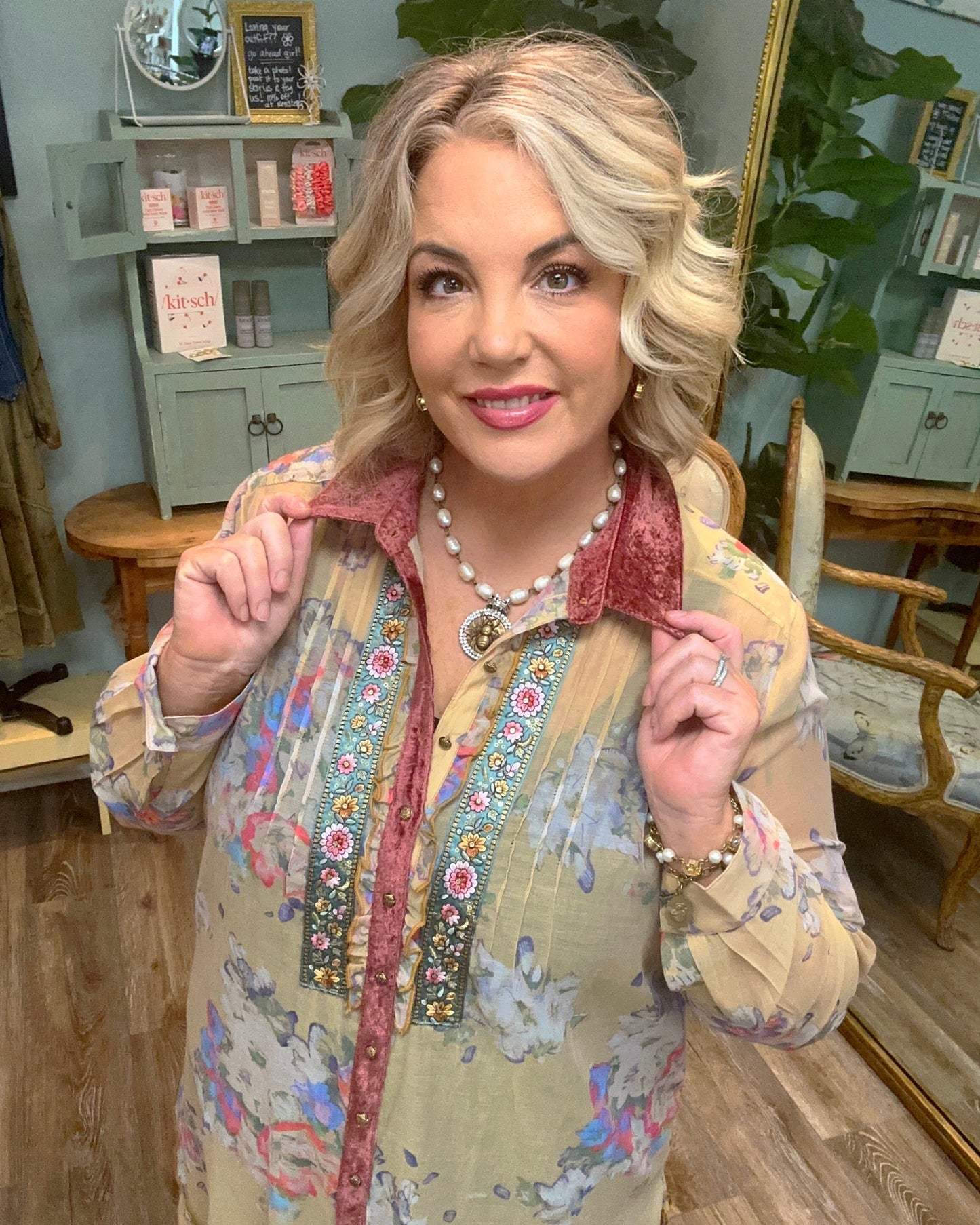 Floral Mesh Shirt Dress