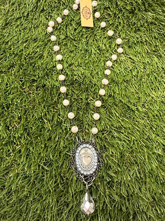 Sacred Heart Pearl Necklace