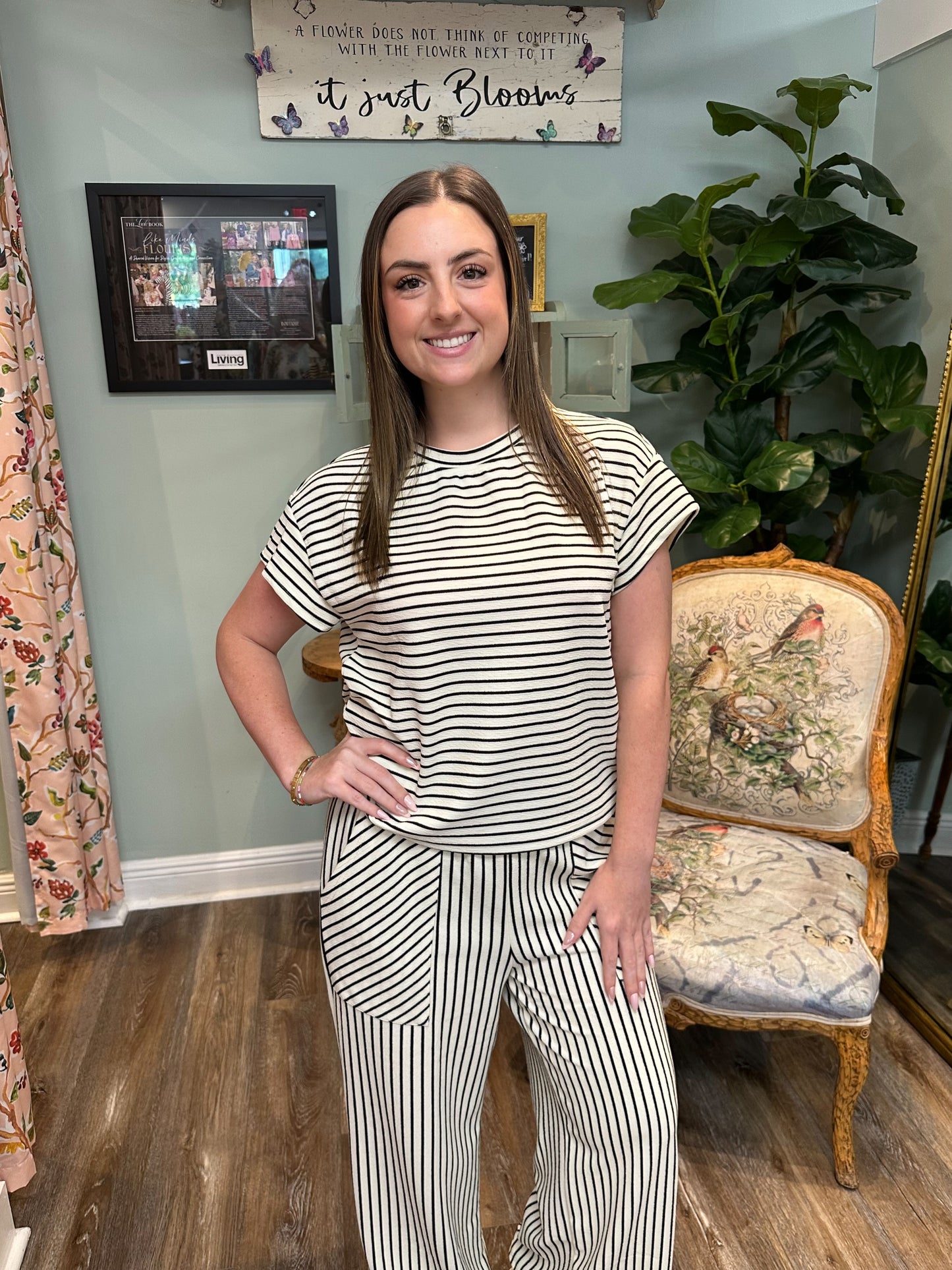 Striped SS Top & Pant Set