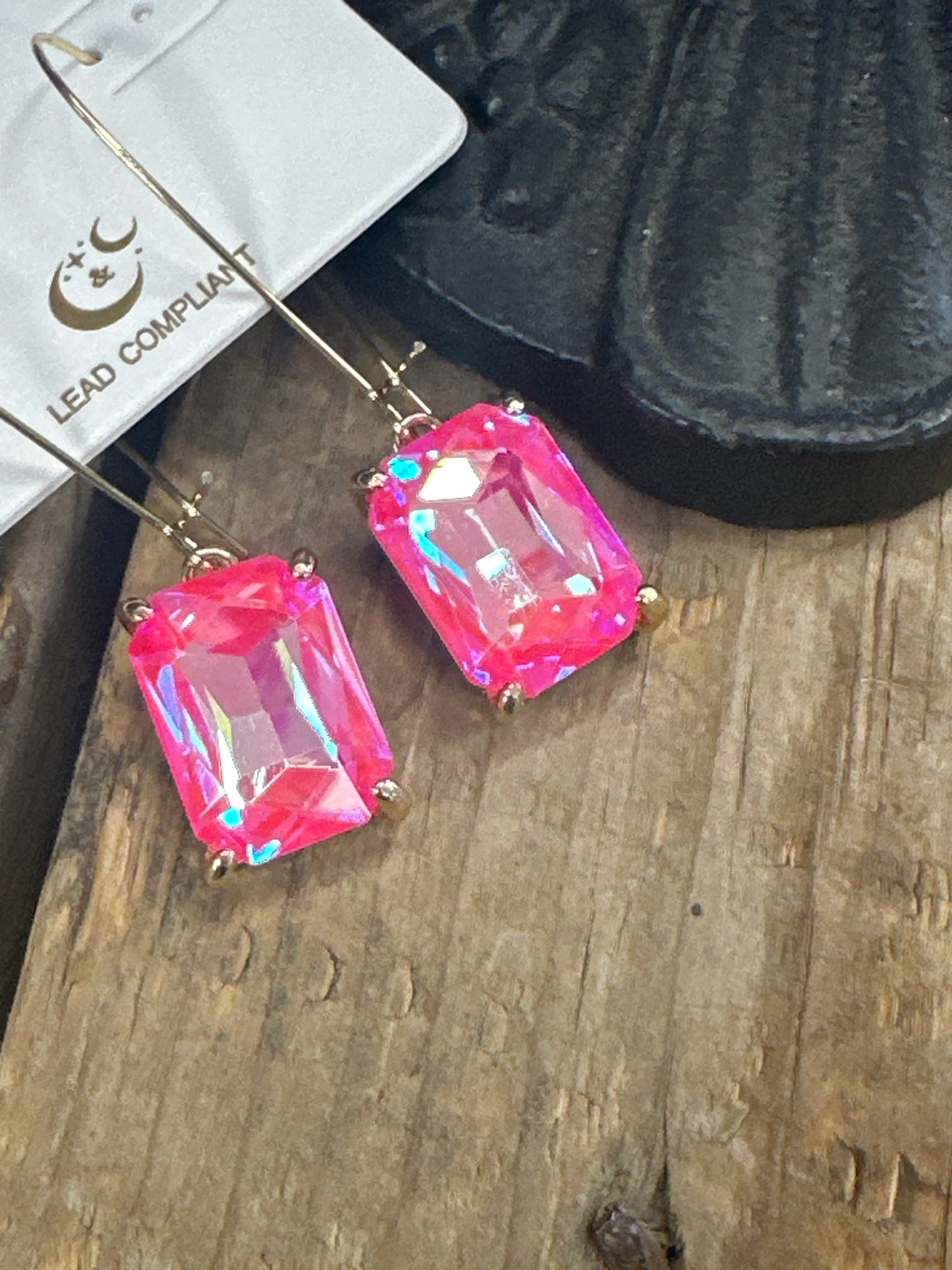 Emerald Cut Jeweled Drop Earrings