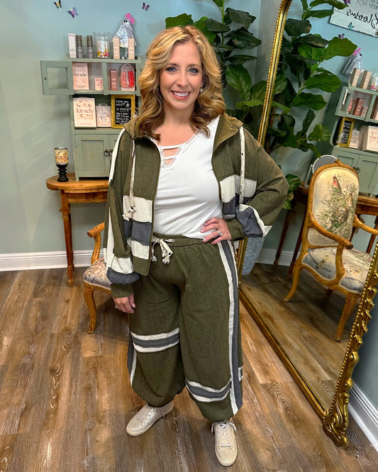 Olive Patchwork Joggers