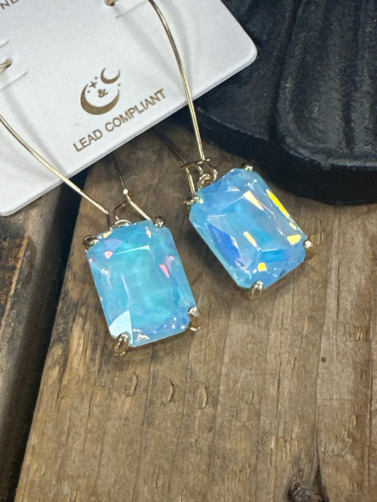 Emerald Cut Jeweled Drop Earrings