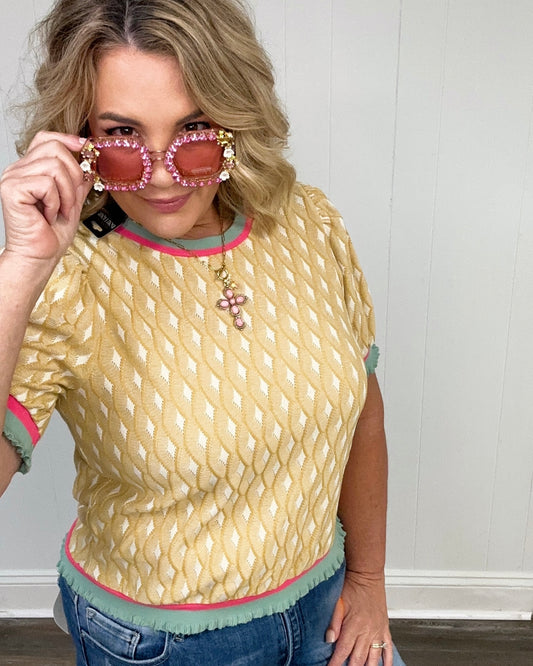Geo Print Textured Top