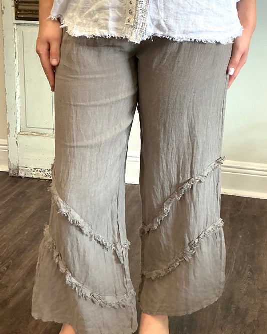 Linen Ruffle Leg Pant