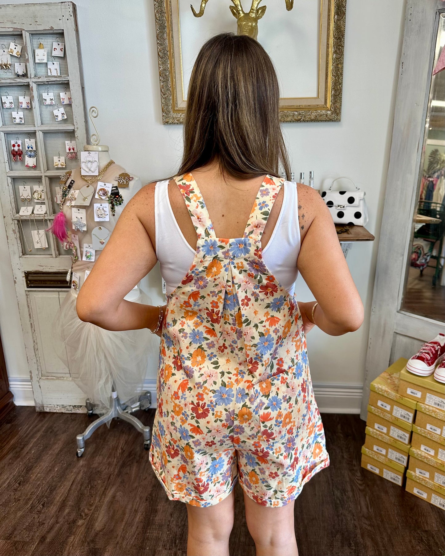 Washed Twill Flower Printed Shortall
