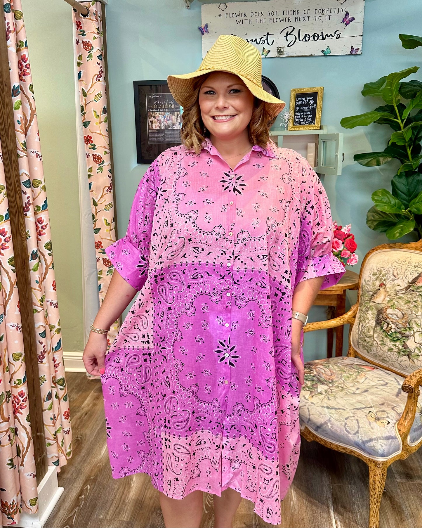 Pink & Purple Bandana Print Dress