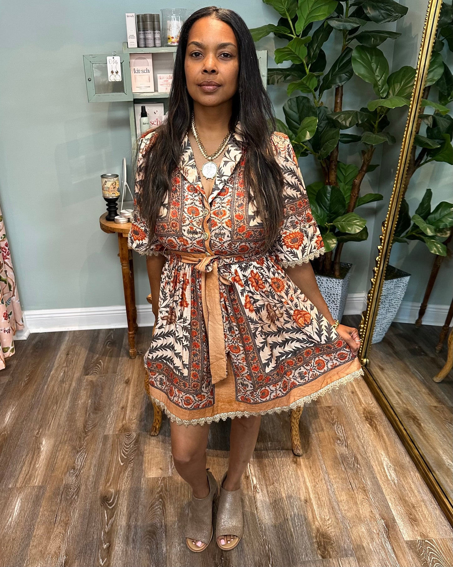 Amber Dress with Lace Hem & Pockets