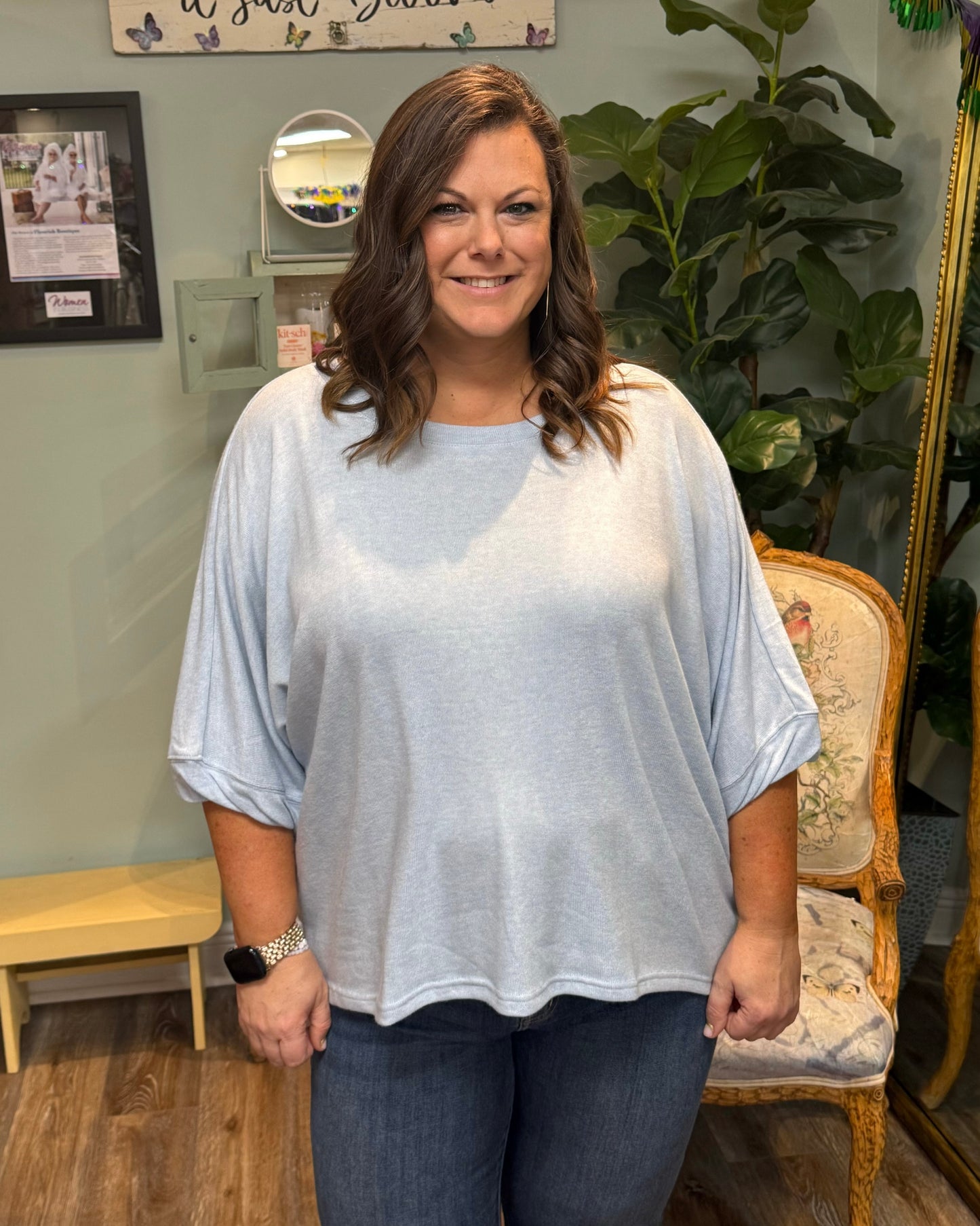 Soft Knit Loose Fit Dolman Sleeve Top