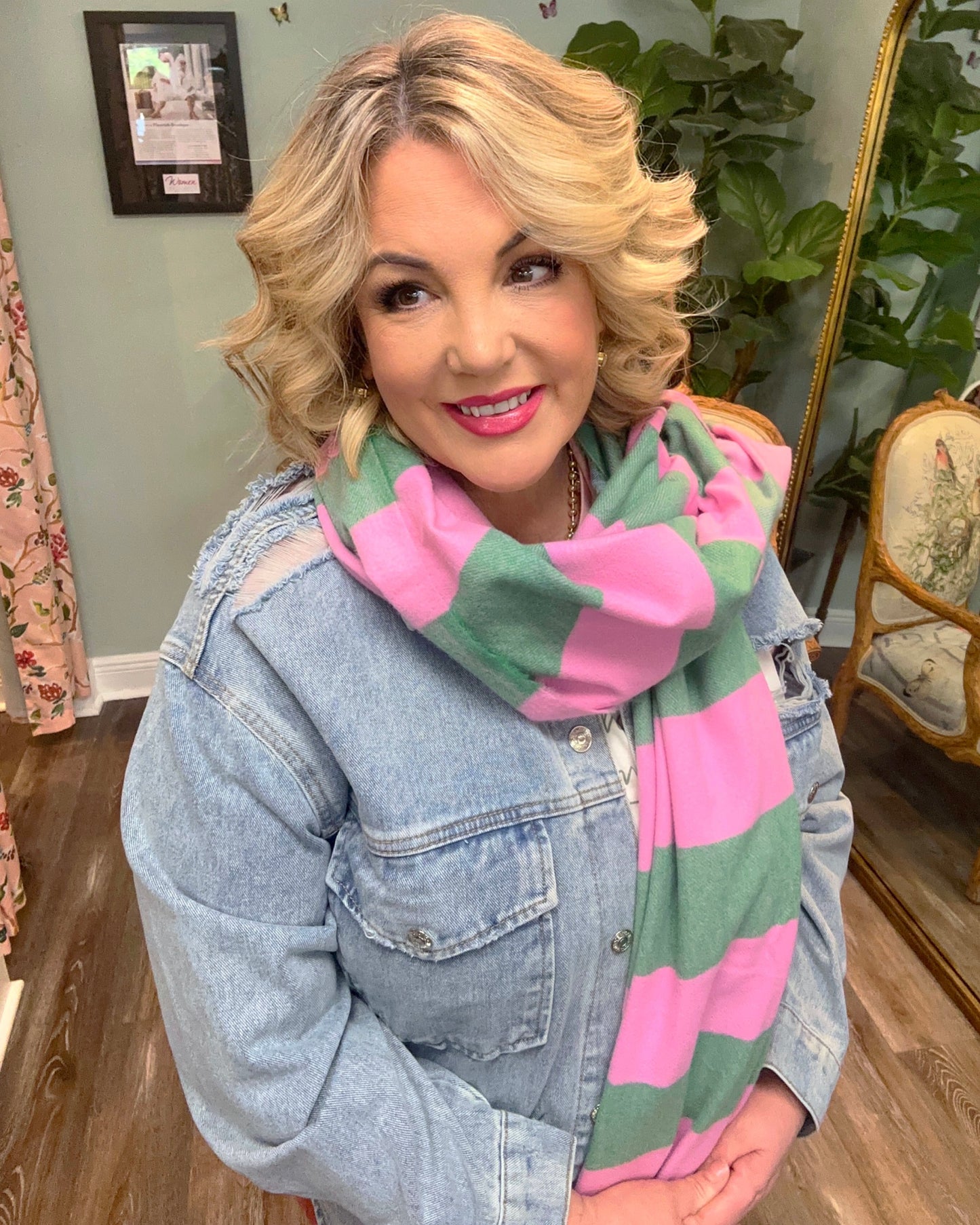 Calypso Scarf Pink & Green