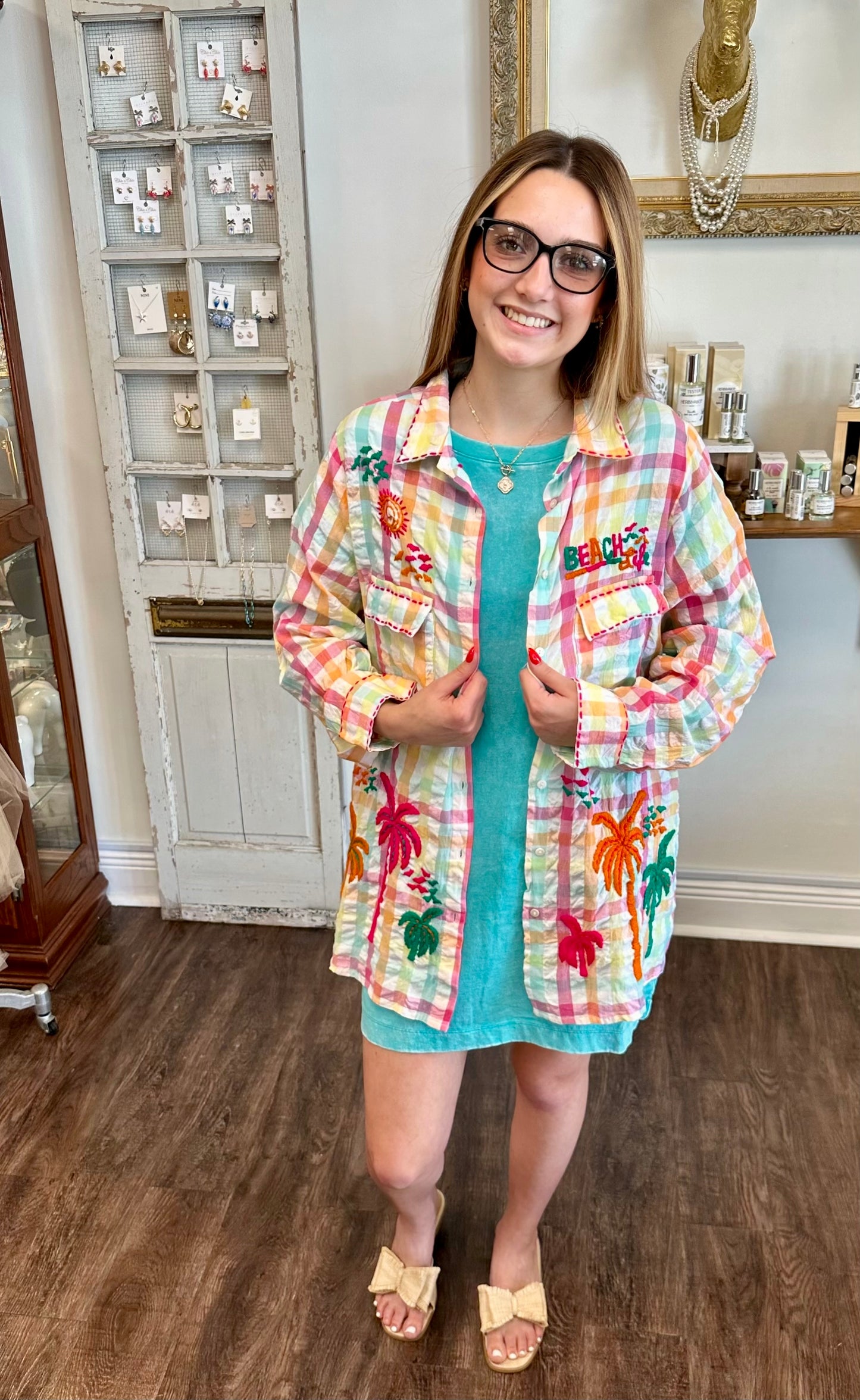 Summer Plaid Beach Button Up