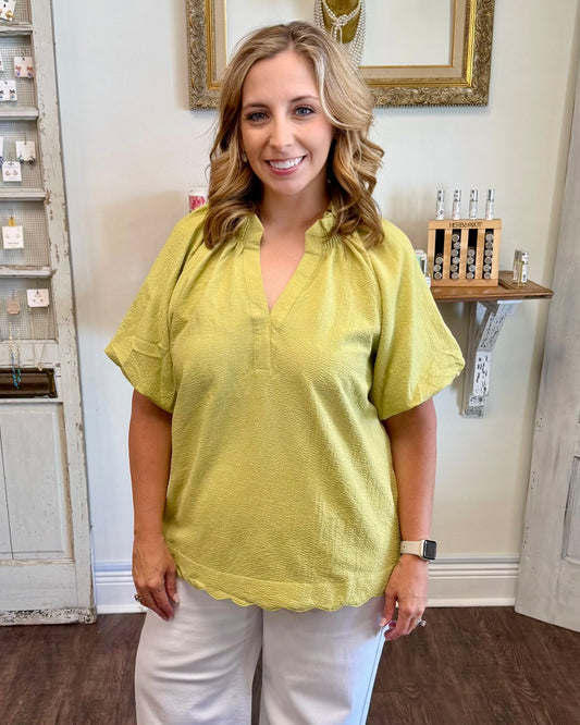 Sage Green Textured Blouse