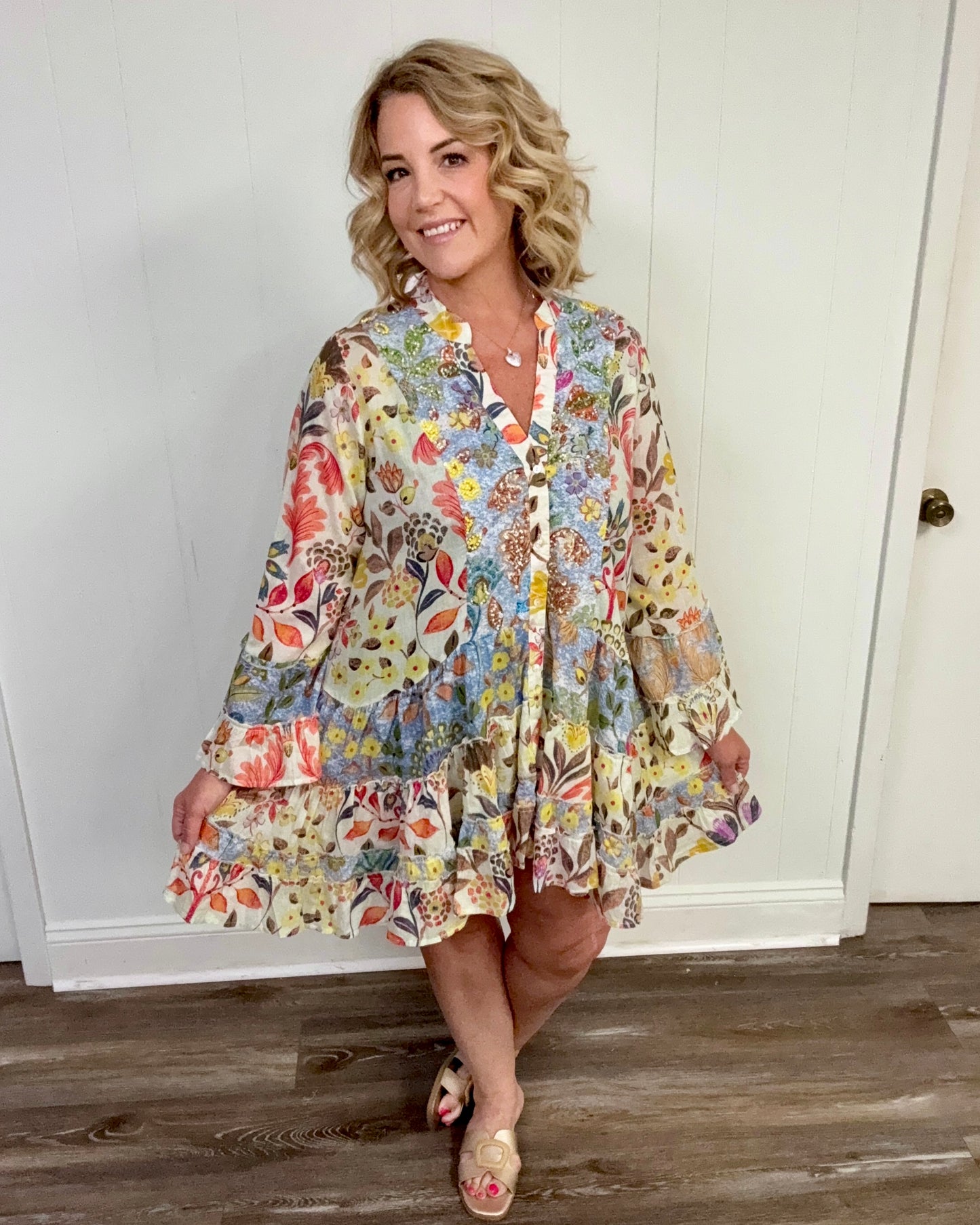 Multi Print Tiered Dress