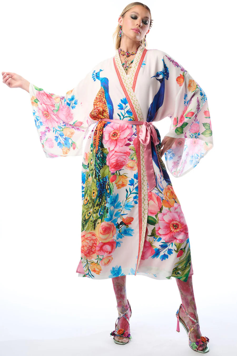 Blossom Fantasy Kimono - Peacock Print