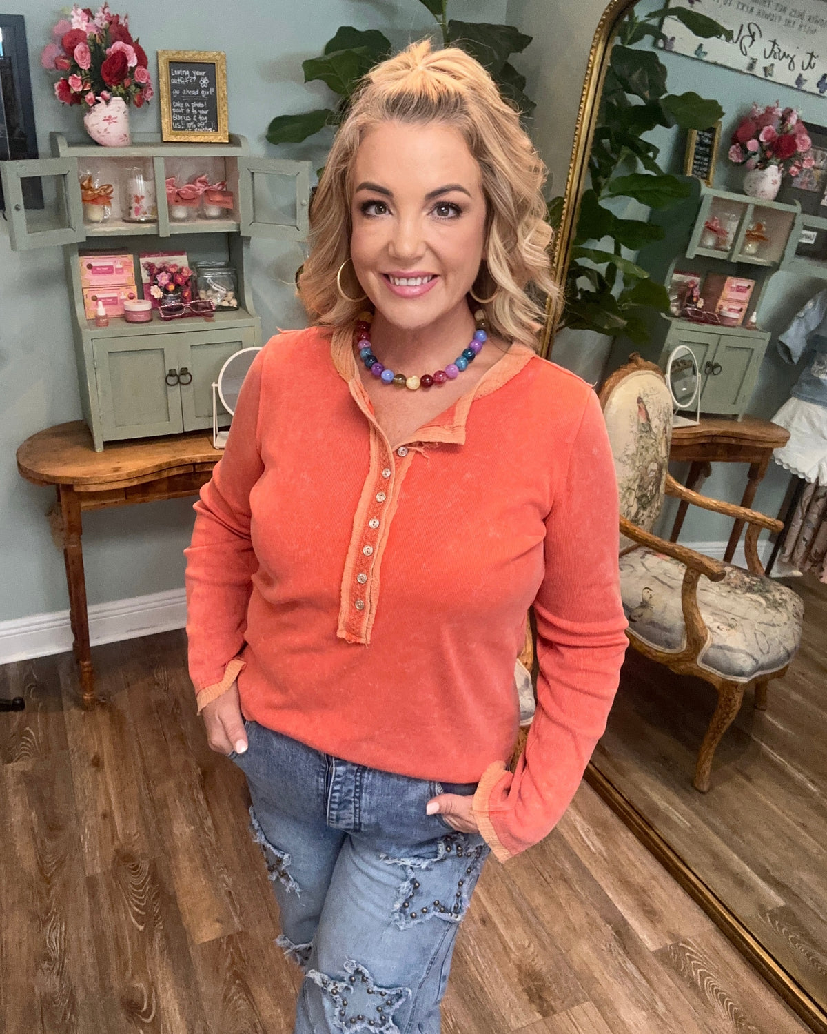 Textured Long Sleeve Top