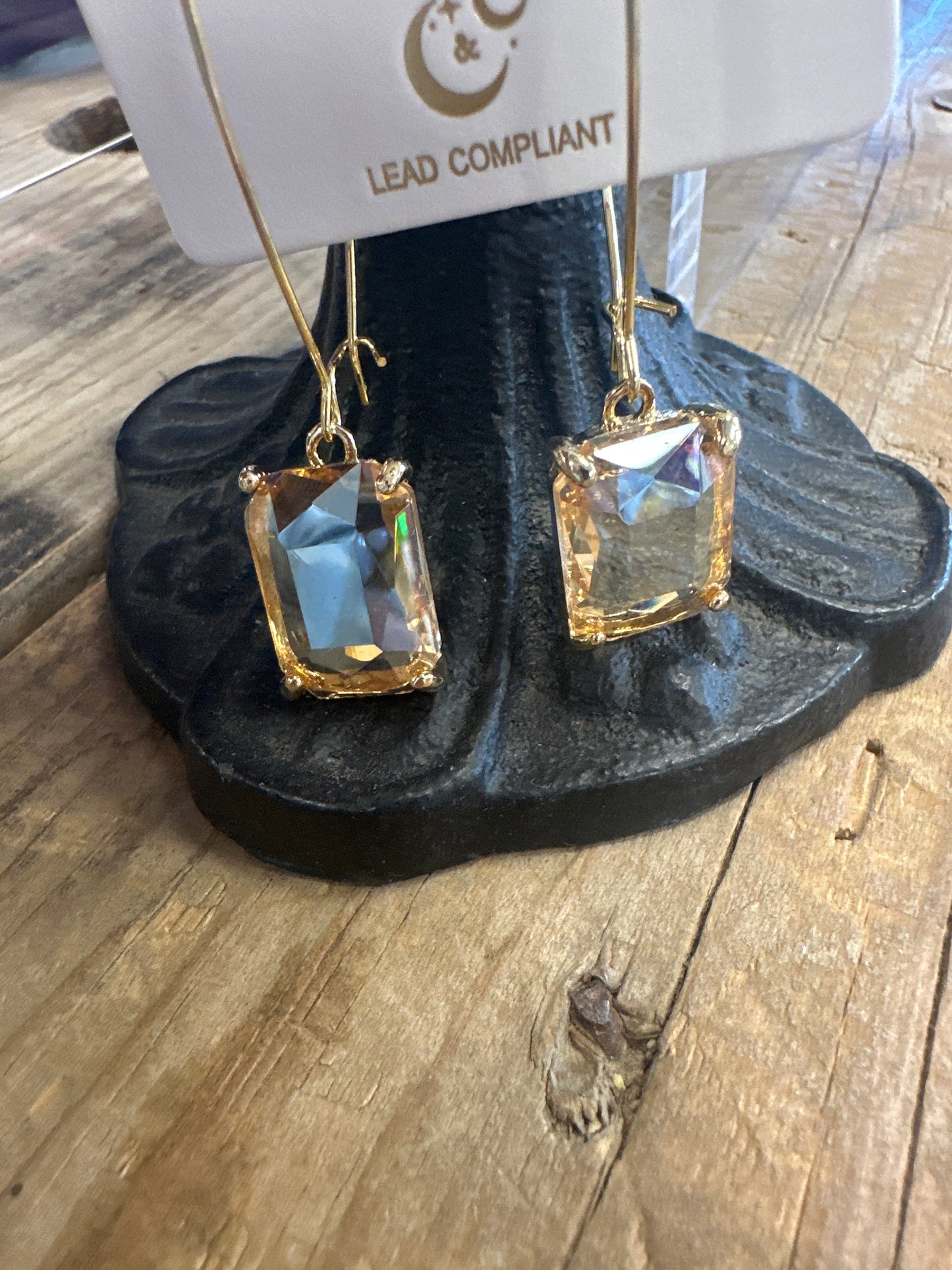 Emerald Cut Jeweled Drop Earrings