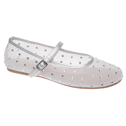 Silver Jeweled Faye Mary Janes