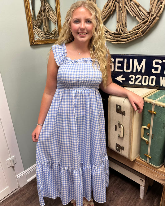 Plaid Maxi Dress - Blue