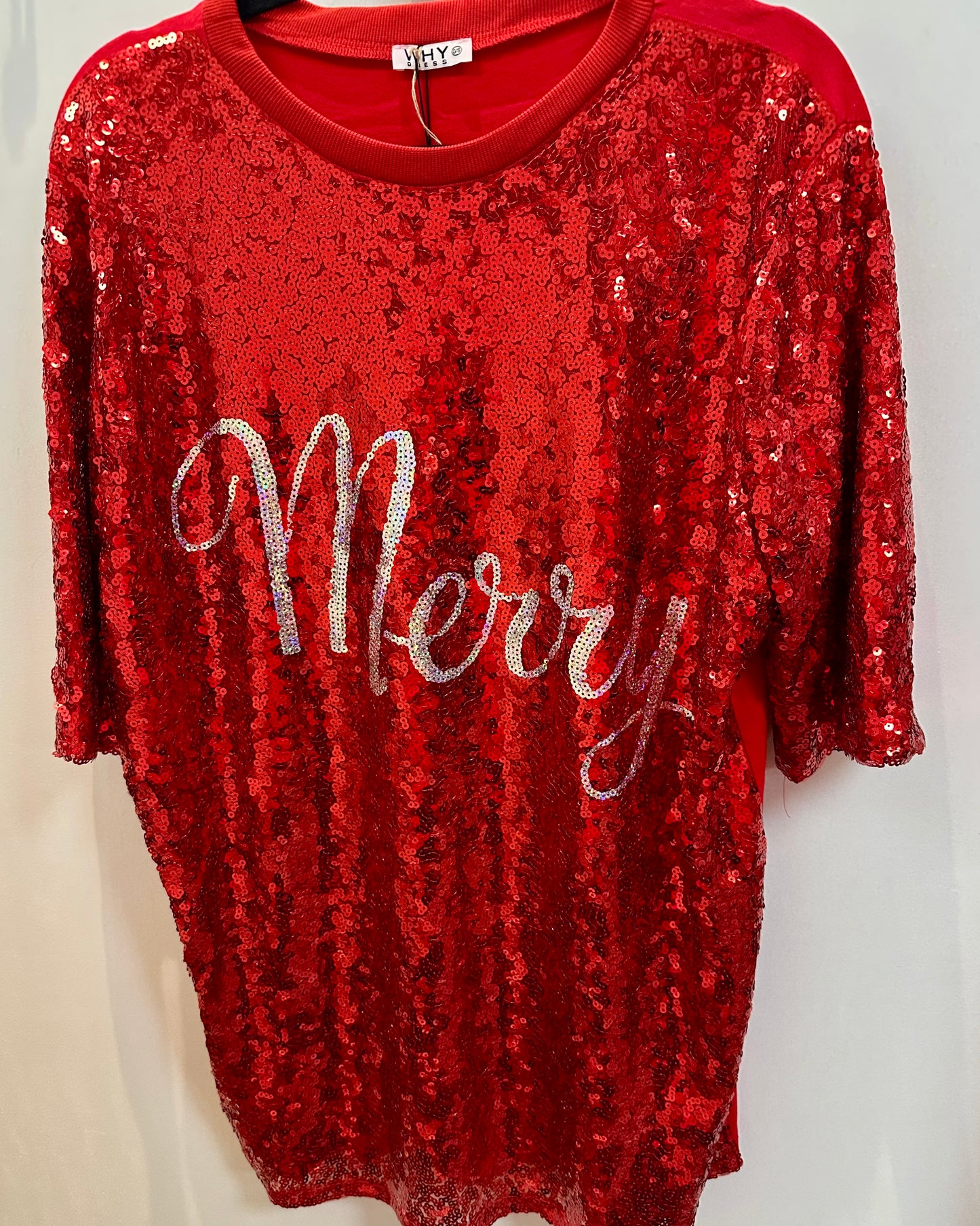 Red Sequined "Merry" Shirt