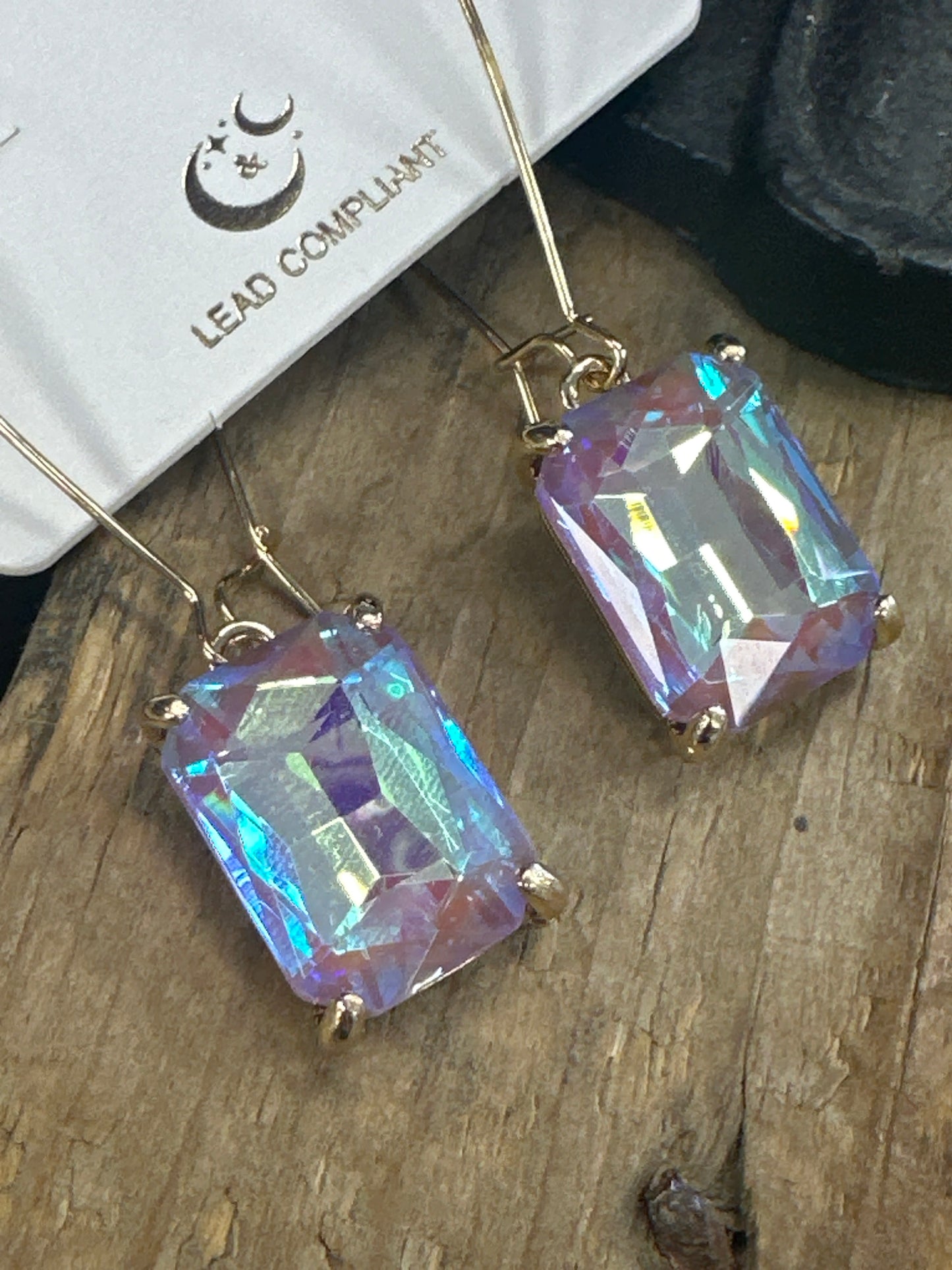 Emerald Cut Jeweled Drop Earrings