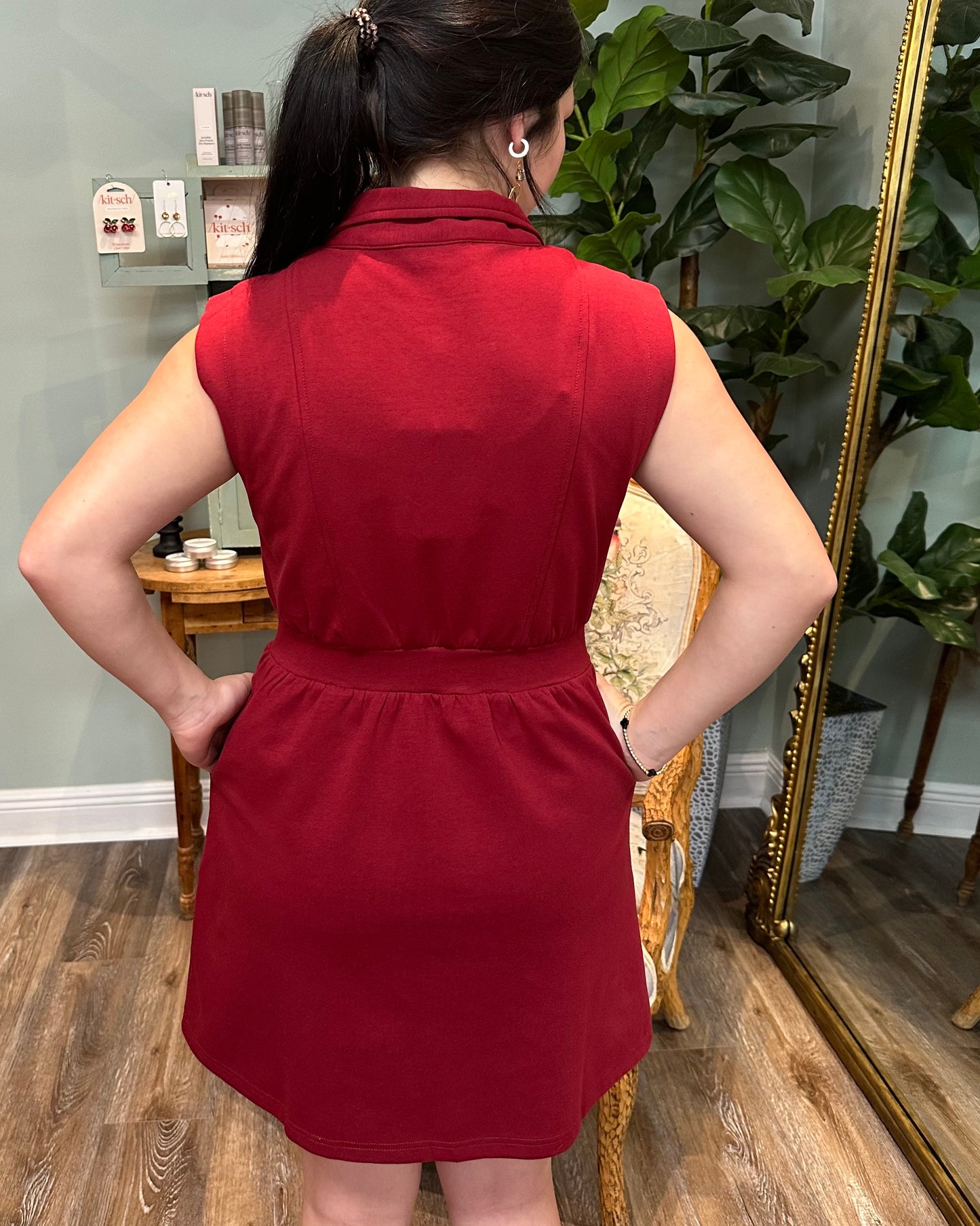 Sleeveless Zipper Collar Dress