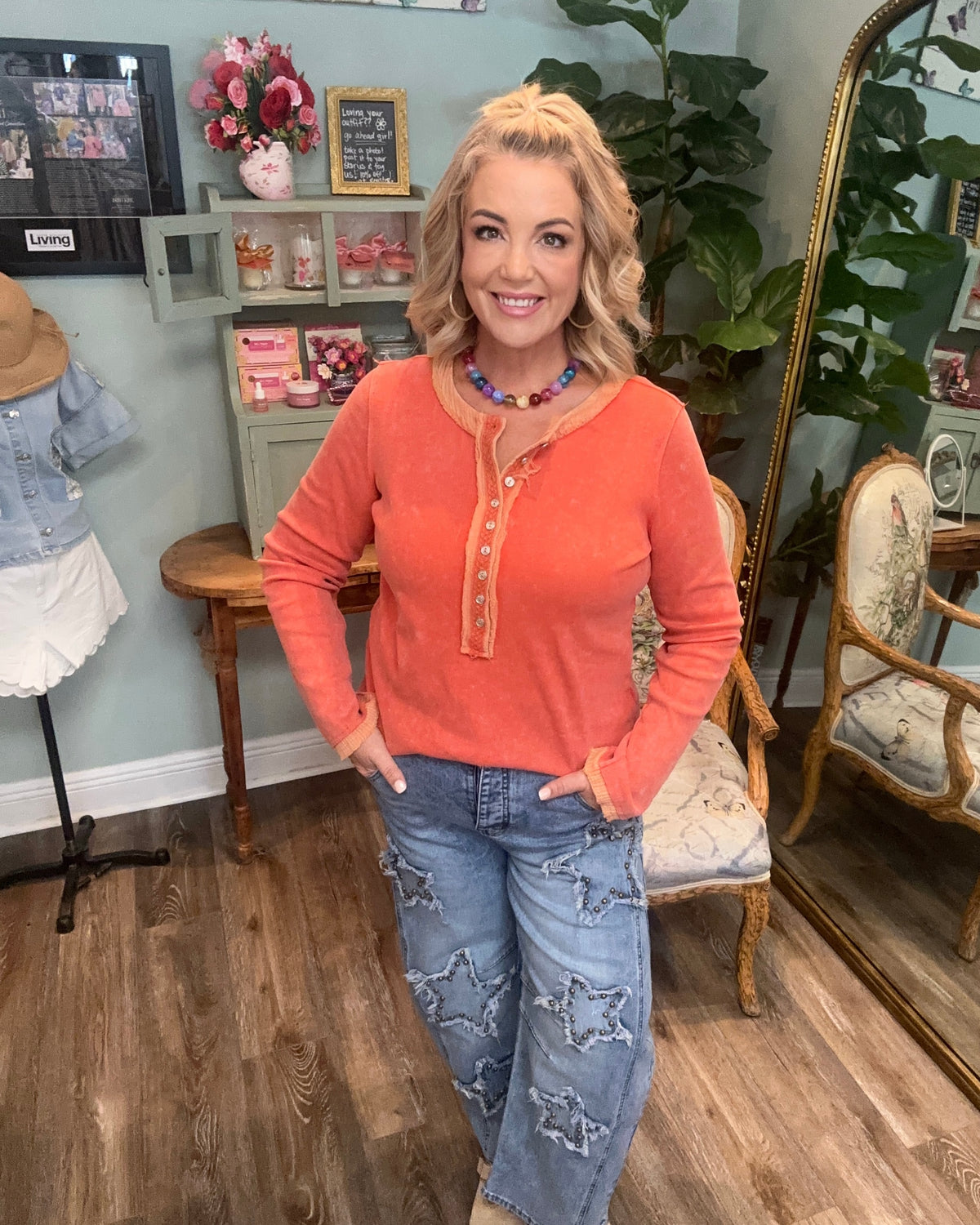 Textured Long Sleeve Top