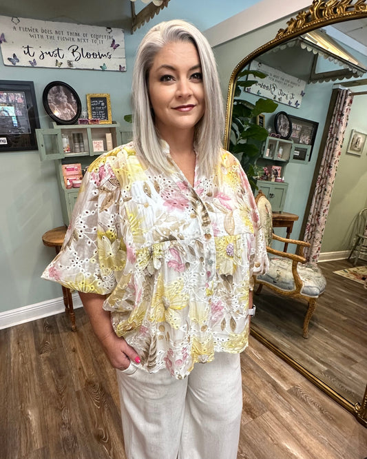 Floral Eyelet Blouse