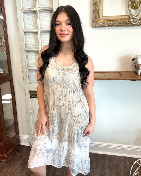 Ombre and Metallic Floral Dress